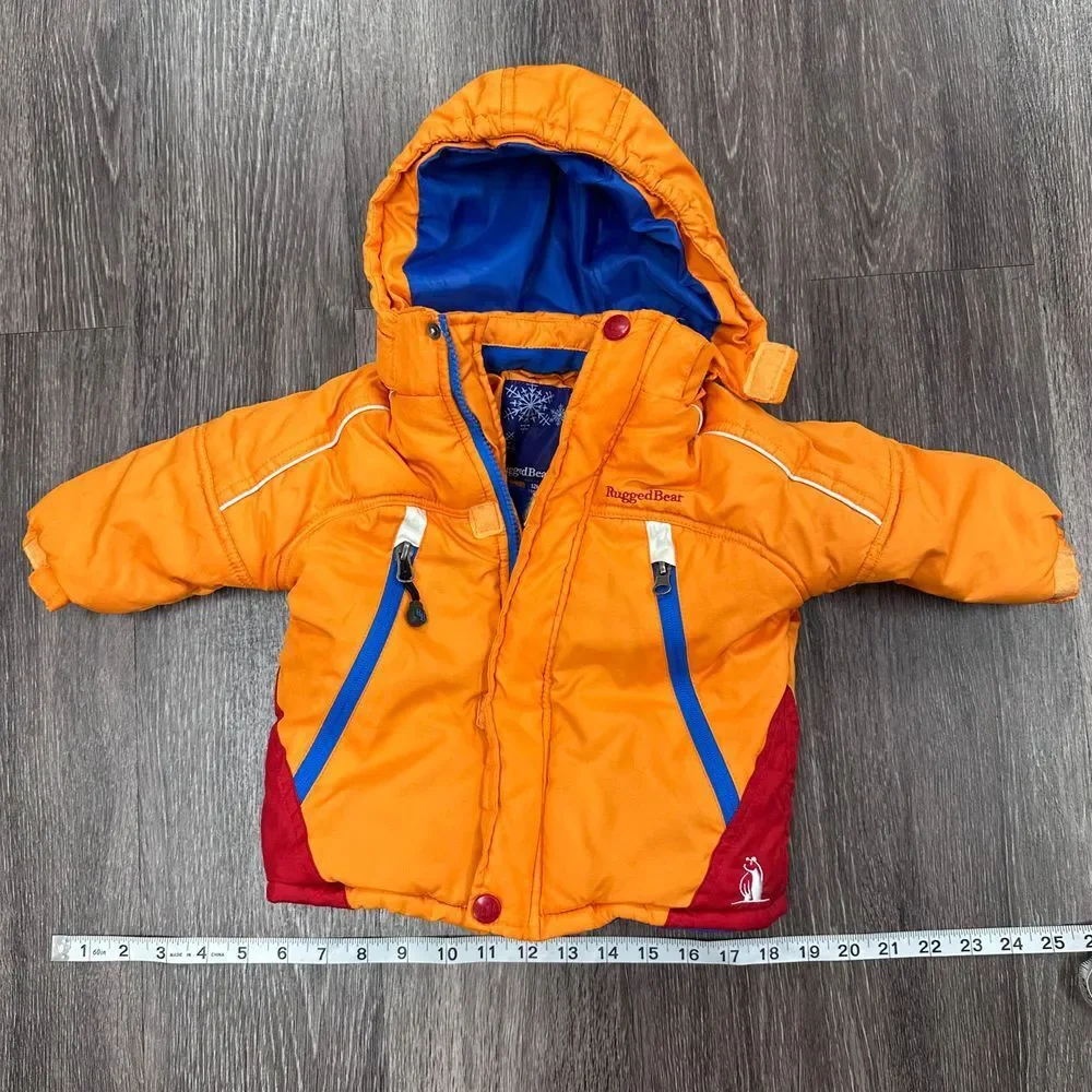 Rugged Bear Orange,Red,Blue Baby Infant Unisex Puffer Warm Coat Jacket Hood‎ 12M